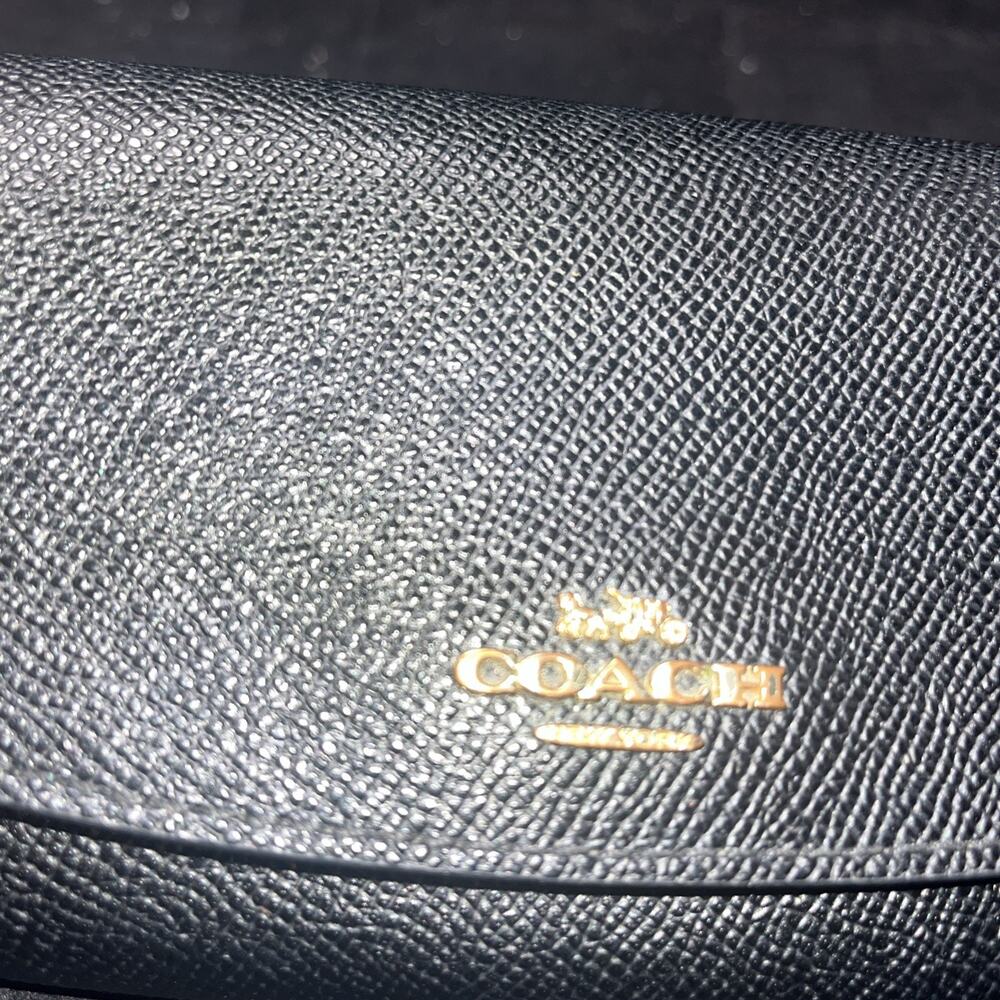 Coach Women's Black Pebbled Leather Soft Trifold Wallet F54008 - Picture 3 of 7